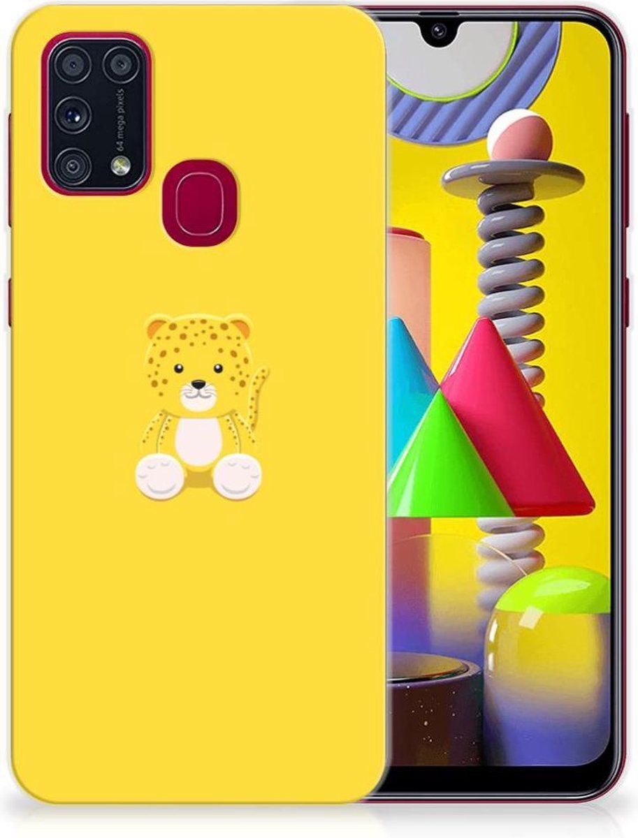 Samsung Galaxy M31 Telefoonhoesje met Naam Baby Leopard