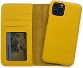 Dutchic Lederen Apple iPhone 11 Pro Max Hoesje (Tweedelige ontwerp: Book Case / Hardcase - II Yellow)