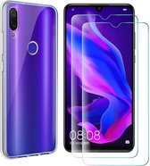 Huawei Y7 2019 Silicone hoesje + 2X Tempered Glas Screenprotector