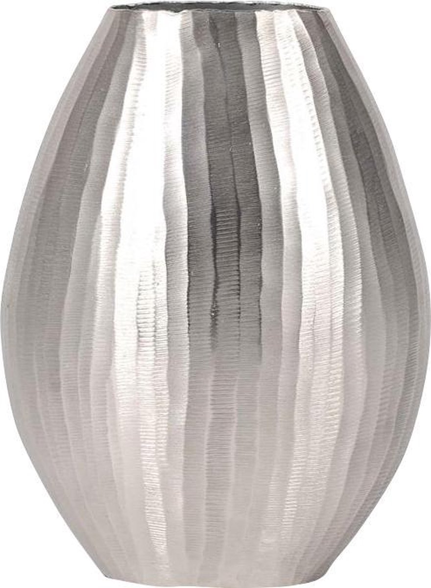Rasteli Vaas Aluminium Ovaal Zilver L 29 B 18 cm H 39 cm