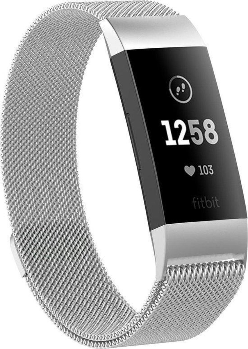Milanees Bandje - Geschikt voor Fitbit Charge 3 en 4 - Zilver