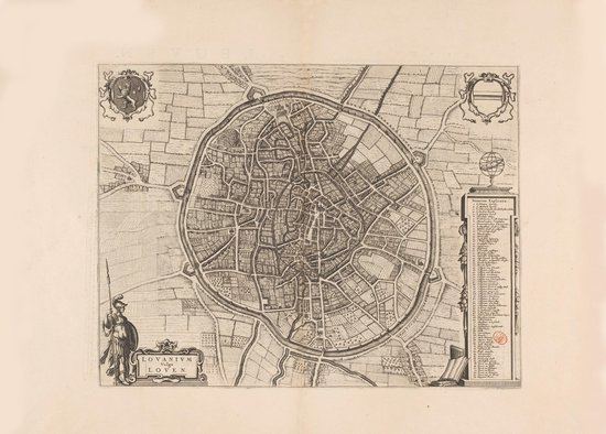 Affiche Carte Ancienne Historique Louvain (Louvain) 17e siècle - België Plan de la ville Brabant Flamand / Flandre - Grand 50x70 cm