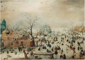 Winterlandschap met schaatsers, Hendrick Avercamp - Foto op Posterpapier - 59.4 x 42 cm (A2)