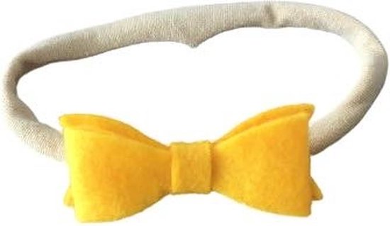 Bandeau bébé avec nœud en feutre - Bébé fille - Accessoires cheveux bébé - Bandeau bébé - Bandeau nouveau-né - Jaune