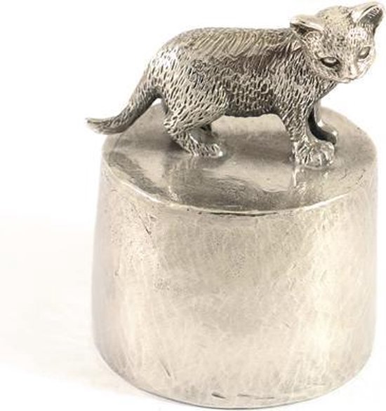 Cat 1 permanent Silver Tin - Chats Sculpture en frêne Urne Animaux pour votre chat bien-aimé