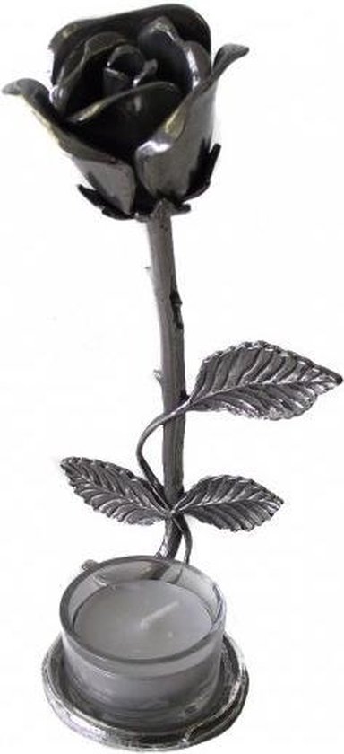 Rose debout avec photophore - Statue en frêne en étain argenté Urne animale pour votre animal bien-aimé