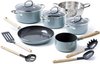 GreenPan Mayflower pannenset - 5-delig + 5 accessoires - lichtblauw - inductie - PFAS-vrij - Gratis Ecover pakket bij aankoop van €100 GreenPan