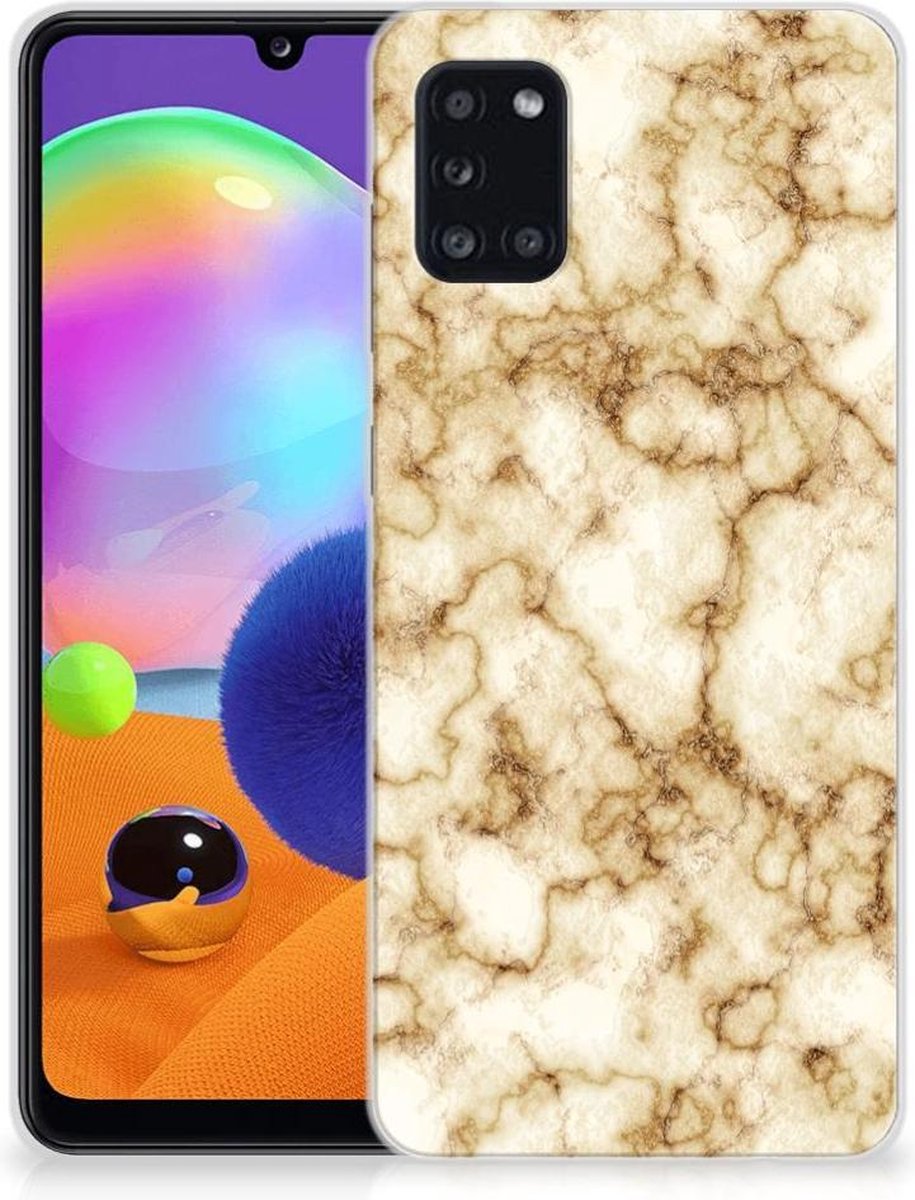 Samsung Galaxy A31 TPU Siliconen Hoesje Marmer Goud