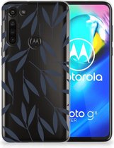 Smartphone hoesje Motorola Moto G8 Power Back Case Siliconen Hoesje met Foto Leaves Blue