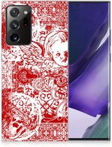 GSM Hoesje Samsung Galaxy Note20 Ultra Back Case TPU Siliconen Hoesje Angel Skull Red