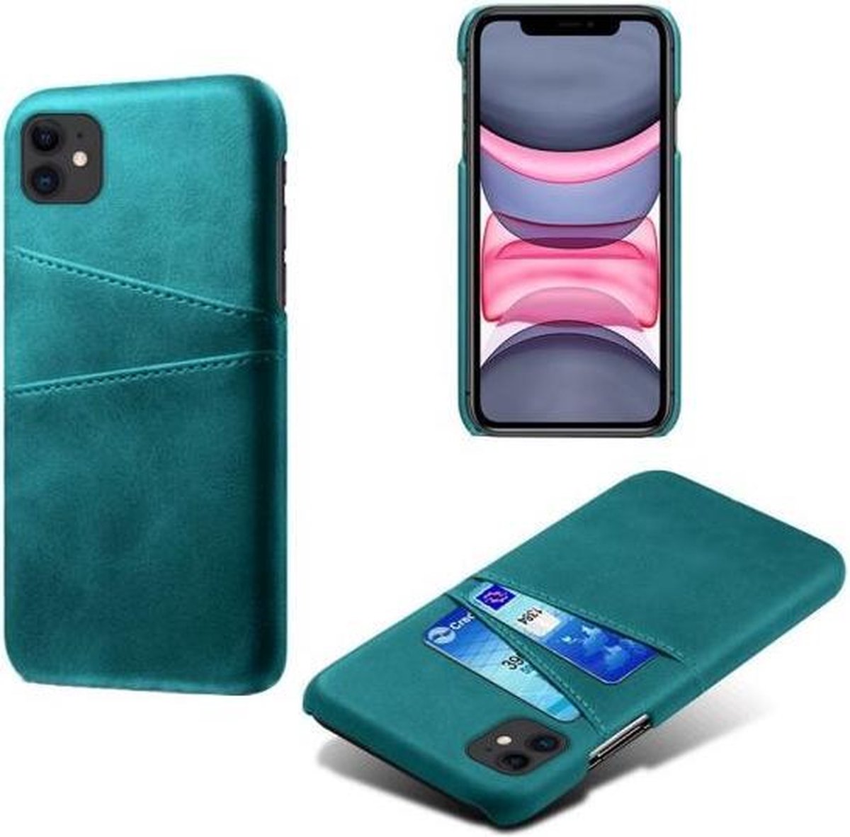 Hybride Back Cover met 2 Opbergvakjes voor iPhone 11 _ Groen