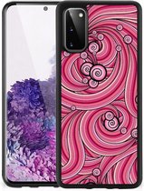 Smartphone Hoesje Geschikt voor Samsung Galaxy S20 Back Case TPU Siliconen Hoesje met Zwarte rand Swirl Pink