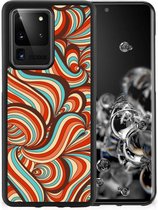Back Case Siliconen Hoesje Samsung Galaxy S20 Ultra Smartphone Hoesje met Zwarte rand Retro