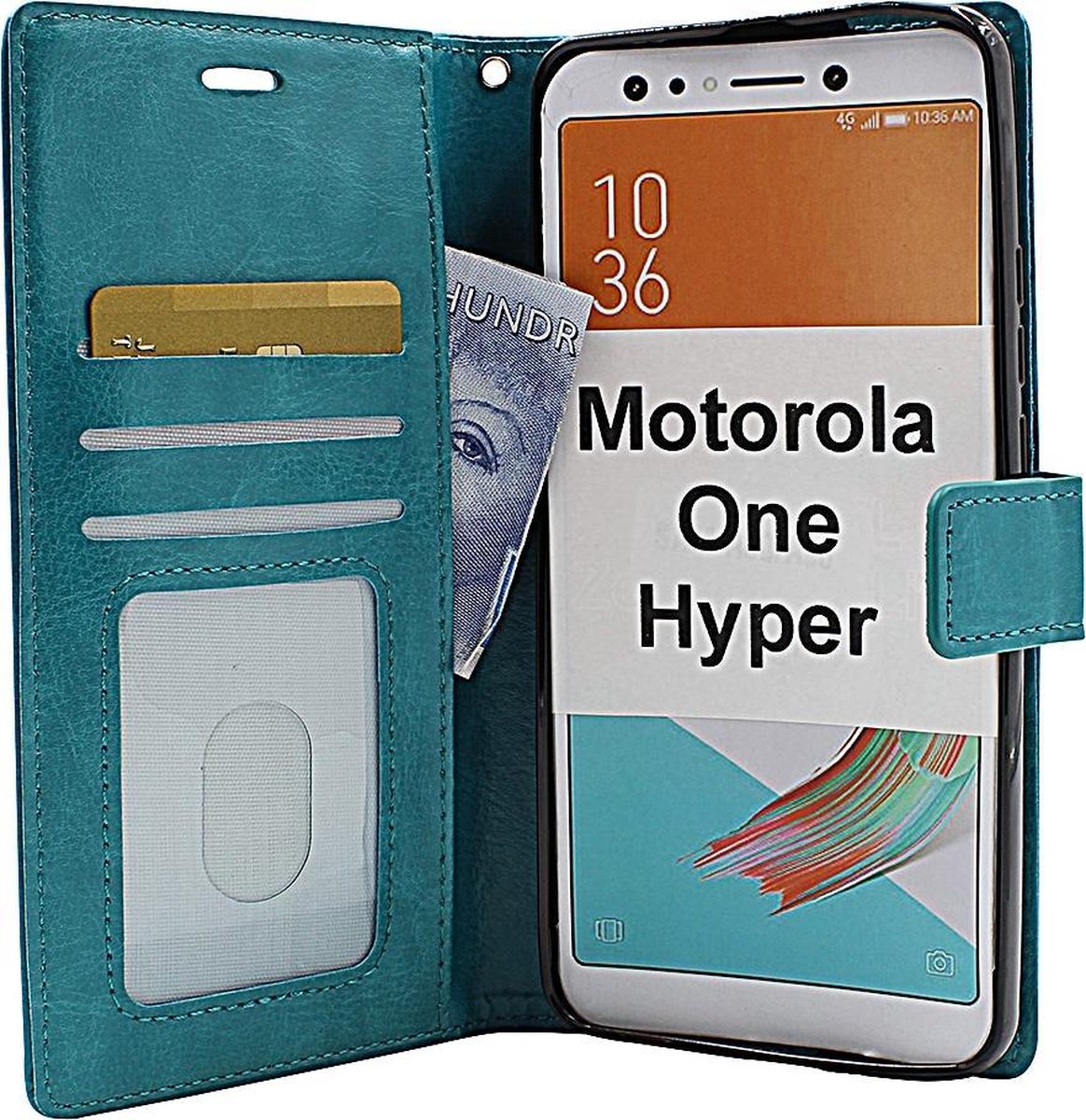 Motorola Moto One Hyper hoesje book case turquoise