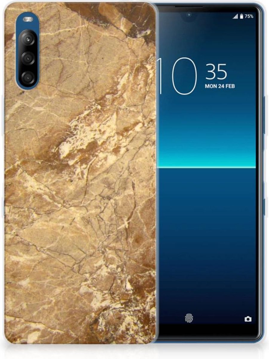Sony Xperia L4 TPU Siliconen Hoesje Marmer Creme