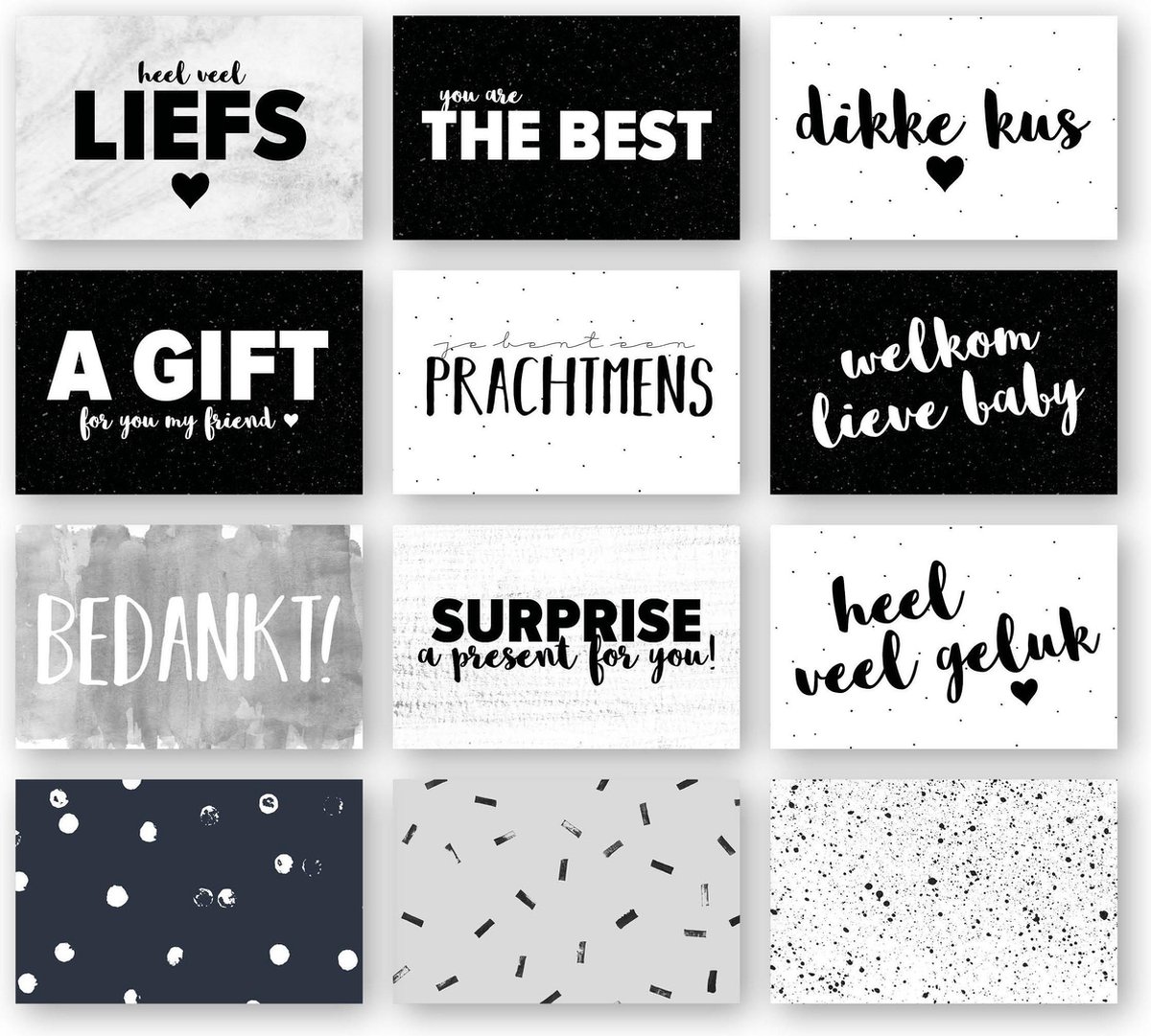 Cadeaulabels | Set 36 stuks | Mini-Cards | 85 x 55 mm | Inpakken | MOODZ design