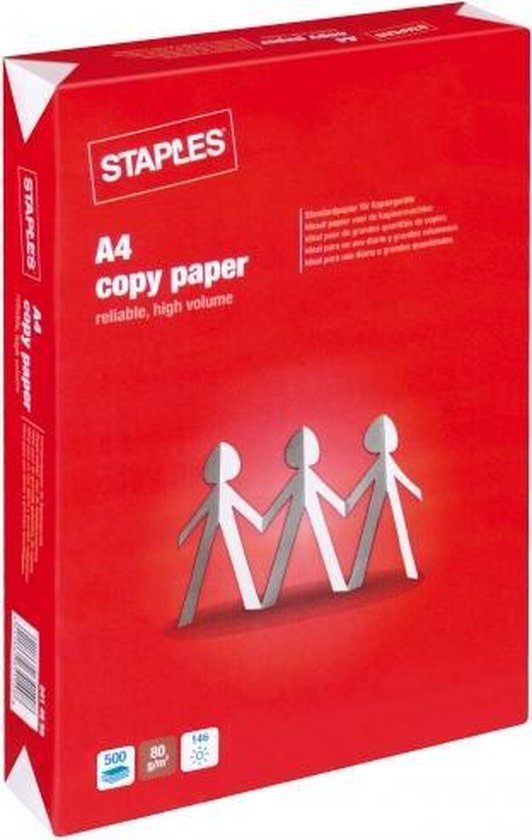 Staples Copy Papier A4, 80 g / m², Wit (boîte de 2500 feuilles)