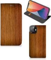 Stand Case iPhone 12 | iPhone 12 Pro Telefoonhoesje Donker Hout