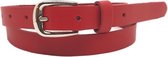 Smalle Riem Rood - Echt Leer - 2 cm Breed - Damesriem Smal - Taille: 95 cm - totale lengte 110 cm - Zilveren Gesp - In te Korten - Riem