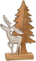 Kerst - Kerstdecoratie - Kerstdagen - Kerstsfeer, Mangohouten dennenboom met zilvermetalen rendier