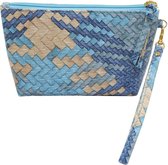 Etui voor aromarollers -blauw/zand - met handvat - 10 vakjes plus extra ruimte - aromatherapie