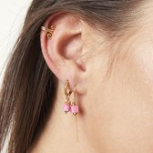 Oorbellen met hangertje - roze - oorhangers - dames - goudkleurig - cadeau voor vrouw
