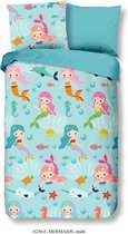 Good Morning Dekbedovertrek Mermaid - 140x200 - Flanel - Zeemeerminnen - Blauw