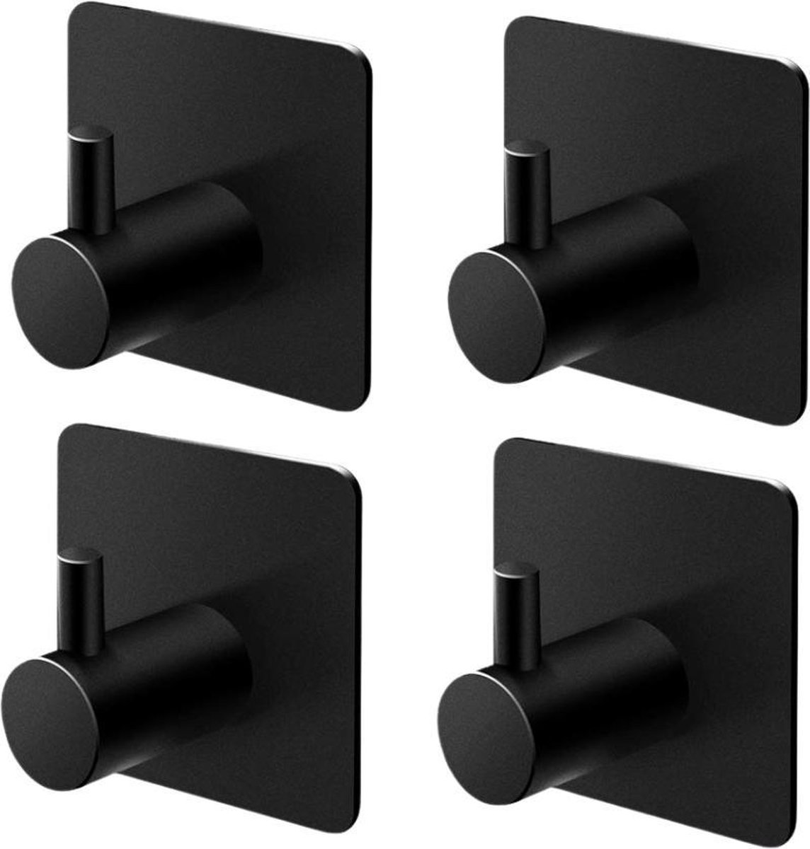 Merkloos Sans marque Ophanghaken zwart 4 stuks zelfklevend zonder boren rvs handdoekhaak