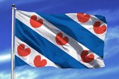 Friese Vlag - Grote Friesland/Fryslan Boppe Provincie Flag - Friesche Vlaggenmast Vlag - Van 100% Polyester - UV & Weerbestendig - Met Versterkte Mastrand & Messing Ogen - 90x150 C