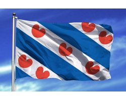 Friese Vlag - Grote Friesland/Fryslan Boppe Provincie Flag - Friesche Vlaggenmast Vlag - Van 100% Polyester - UV & Weerbestendig - Met Versterkte Mastrand & Messing Ogen - 90x150 CM