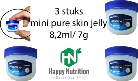 3x Vaseline Pure Petroleum Jelly Original - 8,2 ml/ 7g - Bodygel| 3 stuks mini Petroleum Jelly