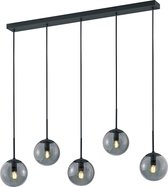 LED Hanglamp - Trion Balina - E14 Fitting - 5-lichts - Rechthoek - Mat Zwart - Aluminium
