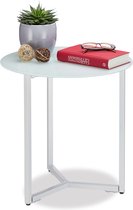 relaxdays Table d'appoint verre métal rond - table design - table basse - table basse - table blanche