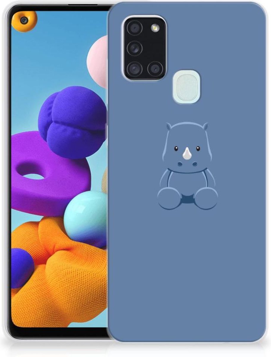 Back Cover voor Samsung Galaxy A21s Telefoonhoesje met Naam Baby Rhino