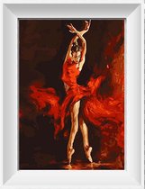 Artstudioclub®  Schilderen op nummer volwassenen vrouw in rode dansende flamengo 40x50cm Zonder lijst