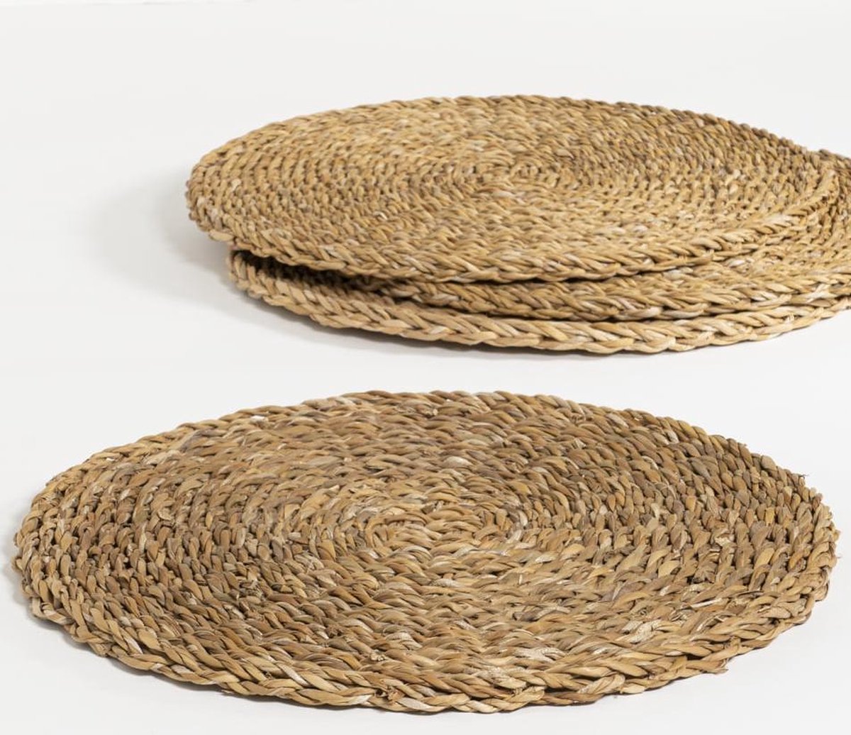 The Table weave - placemats (4st) - Ø 38 - gedroogde hogla bladeren