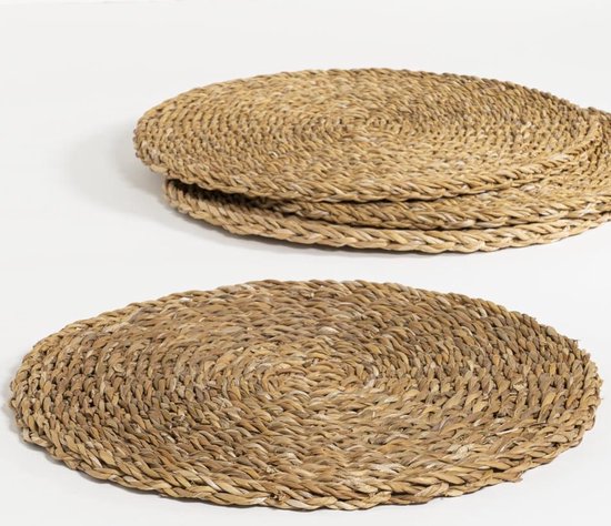 zonnebloem Afgekeurd Schrijft een rapport The Table weave - placemats (4st) - Ø 38 - gedroogde hogla bladeren |  bol.com