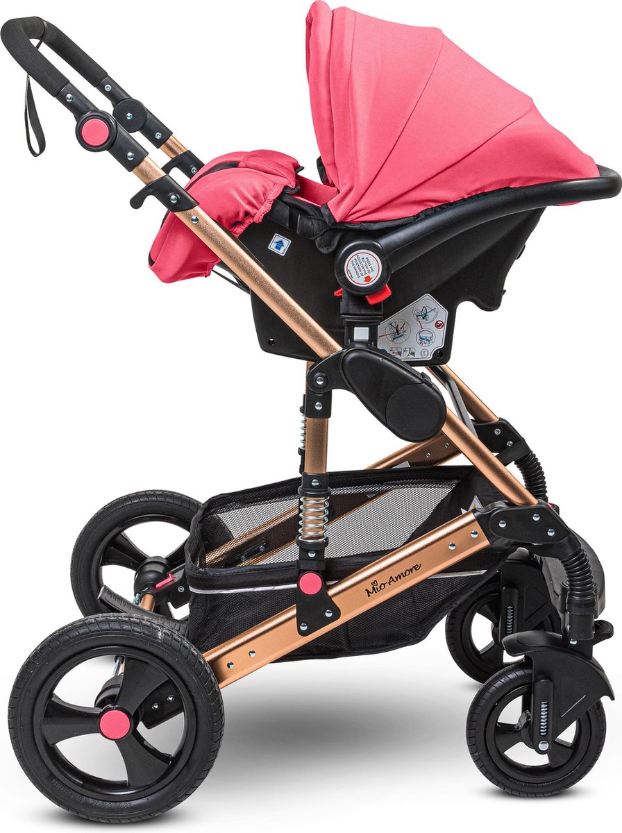 Beweegt niet uitslag Additief Mio Amore 3 in 1 kinderwagen Florence incl. autostoel (Roze) | bol.com