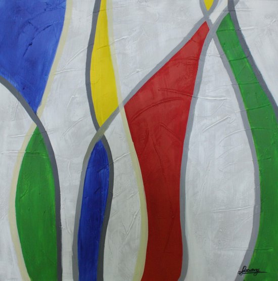 Olieverfschilderij - schilderij abstract- handgeschilderd - 100x100 - woonkamer slaapkamer
