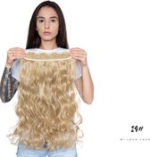 Wavy clip-in hairextension 60 cm lang krullend haar synthetisch, blond kleur #24 van Mi Loco Loco hair extensions clip in haar