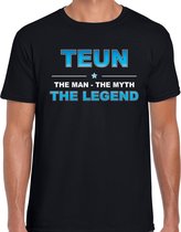 Naam cadeau Teun - The man, The myth the legend t-shirt  zwart voor heren - Cadeau shirt voor o.a verjaardag/ vaderdag/ pensioen/ geslaagd/ bedankt L