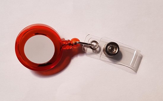 Kunststof Yoyo Pashouder - Roller Clip - Trekkoord - Skipashouder - Oranje - 80 cm