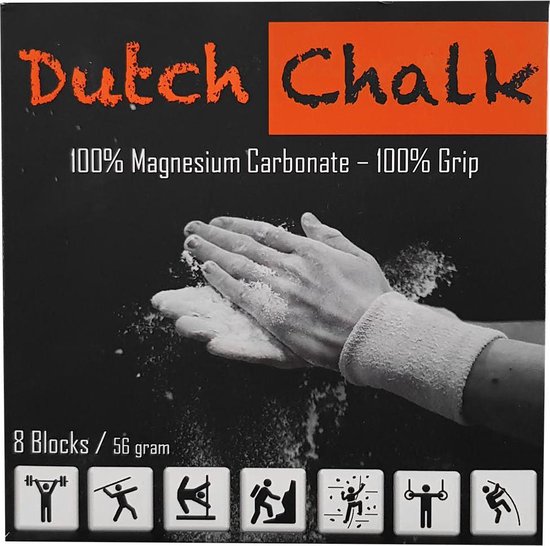 Dutch Chalk | Magnesium Carbonaat Blokken | 8 stuks | 448 gram | Gym Chalk | Crossfit | Gewichtheffen | Turnen | Klimmen | Boulderen | Paaldansen