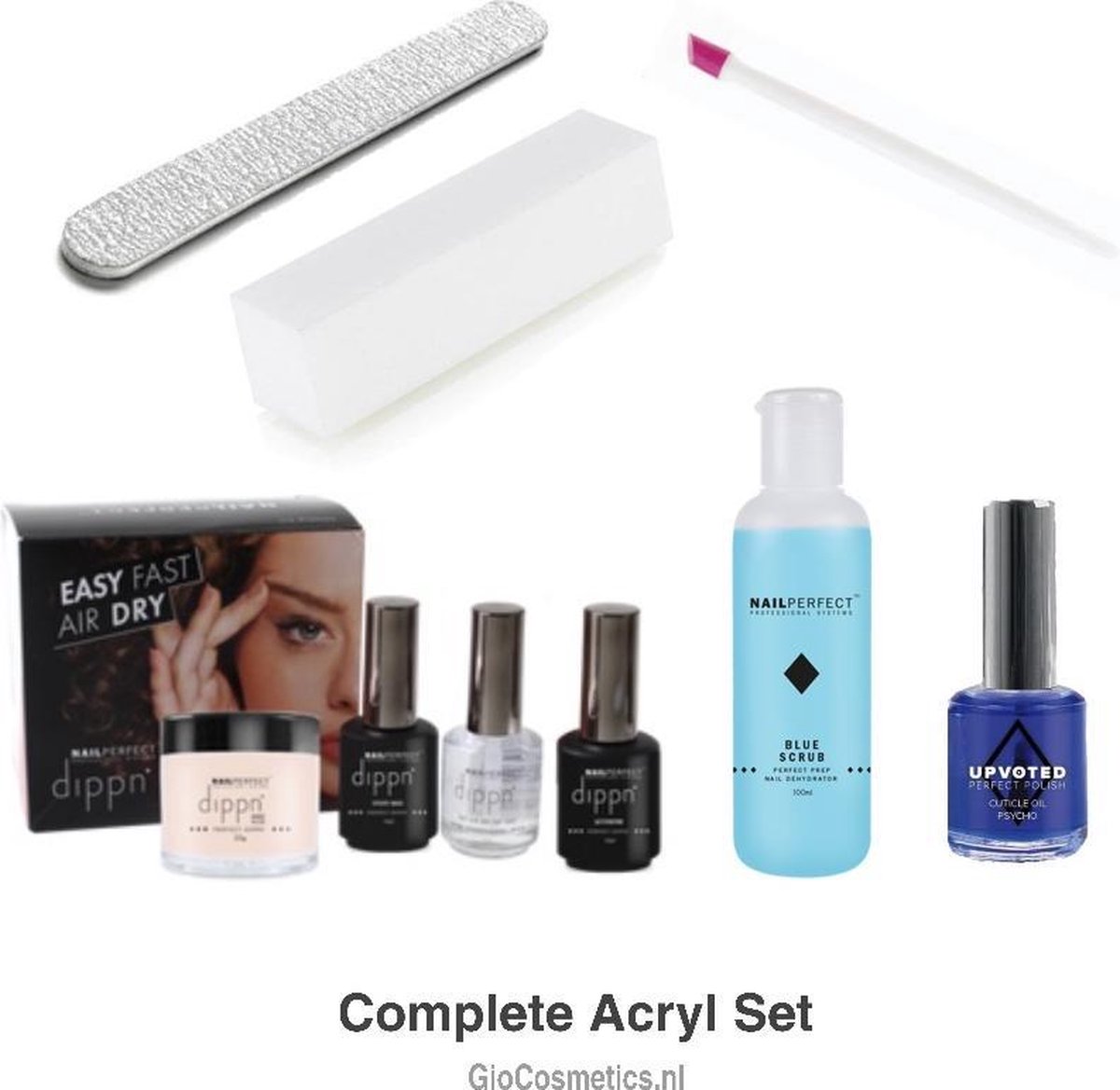 Goedkoopste Acrylset compleet - Nagel set Acrylic Blue Scrub Nagelriem olie Blokvijl Nagelvijl Bokkenpootje - Dippn Systeem kunstnagels