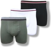 3 stuks Basic Boxershorts - Katoen - Zwart-Wit-Groen - Maat M