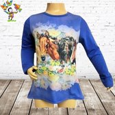 Shirt met paarden bruinzwart 98/104 -s&C-98/104-Longsleeves meisjes