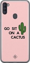 Samsung A11 hoesje siliconen - Go sit on a cactus | Samsung Galaxy A11 case | Roze | TPU backcover transparant