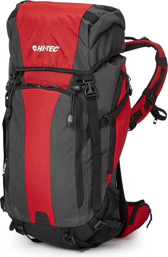 Hi-Tec backpack inclusief regenhoes - 50 liter - Rood/zwart | bol