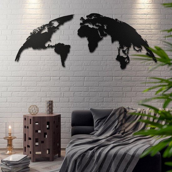 beu dubbellaag Rommelig Metalen wanddecoratie World Map (Wereldkaart) (Black) - 153x60cm | bol.com