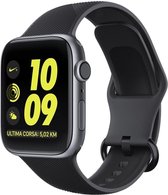 Apple Watch 44MM / 42MM Bandje Siliconen met Strepen Textuur Zwart